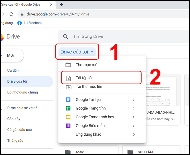 Nhấn nút Tải tệp lên